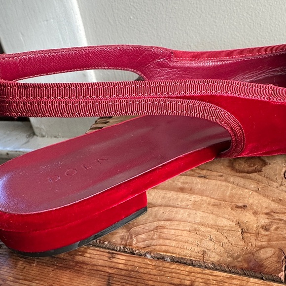 Doen Cossima Slingback Red Velvet Flats Size 41 - Picture 10 of 16